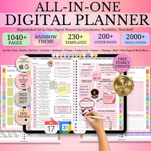 All in one Digital Planner, Goodnotes Planner, Daily Weekly Monthly Journal, Ipad Planner, Apple Google Calendar, Dated Digital Planner