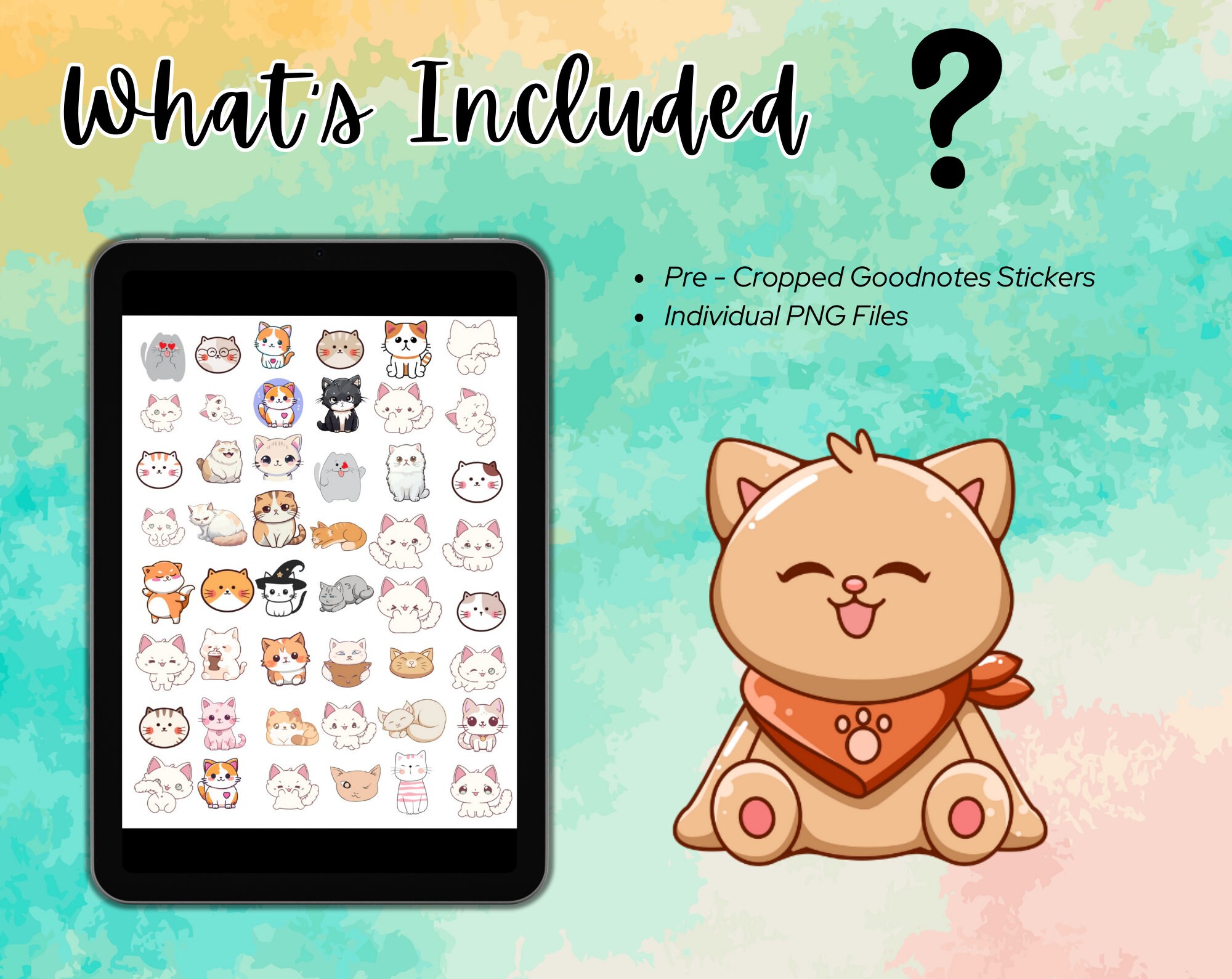 100 + Cute Cat Digital Stickers, Goodnotes Sticker, Cat Lover Stickers ...