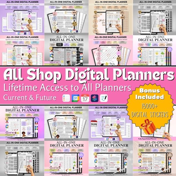 All Shop Digital Planners, GoodNotes Digital Planner, Monthly Weekly Daily Planner, 2025 - 2027 Digital Planner, Life Planner, Ipad Planner