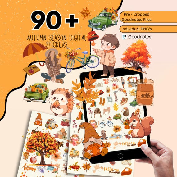100 + Fall Digital Stickers, Autumn Digital Stickers, Goodnotes Stickers, Thanksgiving Digital Stickers, Seasonal Stickers, Fall Goodnotes
