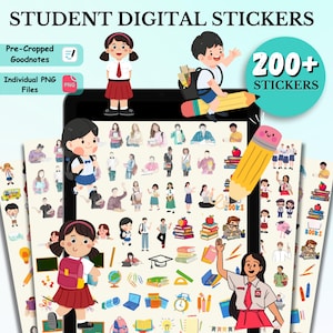 200+ Student Digital Stickers Pack, Study Stickers, School Stickers, Planner Stickers, Goodnotes Stickers, Studying Stickers,Student Sticker