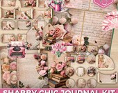 Shabby Chic Junk Journal Kit, Floral Journal Kit, Floral Fussy Cuts, Birds, Butterfly, Tags, Printable Ephemera, Shabby Chic Journal Papers