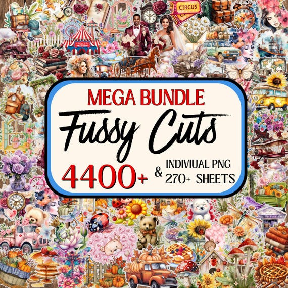 Mega Fussy Cut Bundle, Floral Fussy Cut, Junk Journal Kit, Vintage Fussy Cut, Scrapbook Supplies, Printable Fussy Cuts, Fussy Cut Ephemera