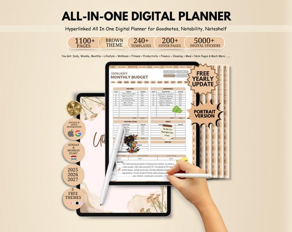 Digital Planner, GoodNotes Planner, Daily Weekly Monthly Journal, Digital Google Apple Calendar, 2026 - 2028 Dated Ipad Planner, Notability