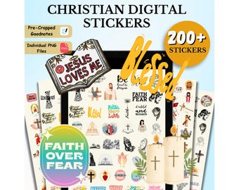 200+ chrześcijańskich naklejek cyfrowych, naklejki religijne, naklejki cyfrowe z Biblią, naklejki z cytatami chrześcijańskimi, naklejki do cyfrowego planera, naklejki PNG