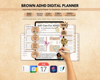 ADHD Digital Planner, Adult ADHD Planner for Productivity,2026 2027 2028 Goodnotes Ipad Planner, Self Care Planner, ADHD Daily Planner