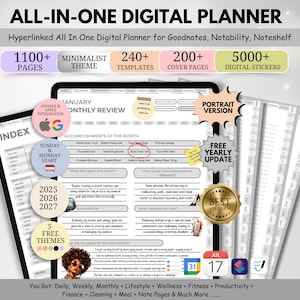 Minimalist 2025 Digital Planner, Daily Weekly Monthly Goodnotes Planner, All in one Digital Planner, Ipad Planner, Life Planner,Self Planner