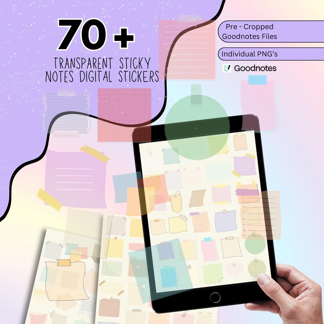 85 + Transparent Sticky Notes Digital Stickers Pack, Time Blocking ...