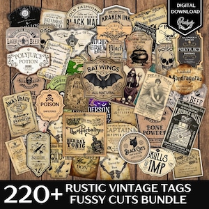 220+ Rustic Vintage Tags, Printable Fussy Cuts, Vintage Fussy Cuts, Junk Journal Kit, Scrapbook Supplies, Vintage Tags, Printable Labels Tag