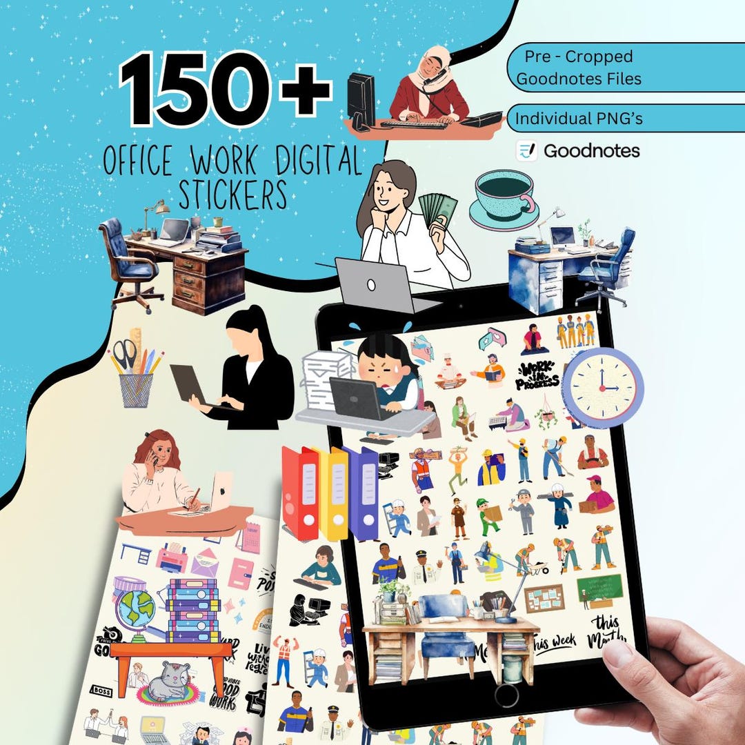 180+ Work Digital Stickers Pack, Office Work Digital Planner Stickers ...