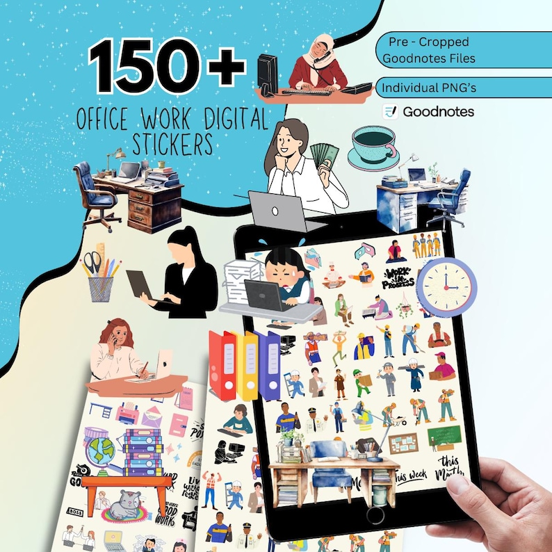 180+ Work Digital Stickers Pack, Office Work Digital Planner Stickers ...
