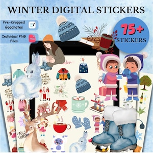 75+ Winter Digital Stickers, Goodnotes Stickers, Winter Season Digital Stickers, Pre-cropped Stickers, Digital Planner Stickers,PNG Stickers