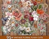 90+ Victorian Floral Fussy Cuts, Flower Fussy Cuts, Floral Ephemera, Scrapbook Supplies, Junk Journal Kit, Vintage Fussy Cuts, Printable Cut