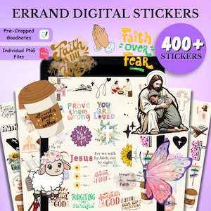 400+ Faith Digital Stickers Pack, Christian Digital Stickers, Bible Study Stickers, Religious Stickers, Goodnotes Stickers, Planner Stickers