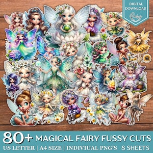 80+ Magical Fairy Fussy Cuts, Effimere sulle fate, Kit per diario di oggetti fatati, Fairy Fussy Cuts, Effimere da giardino, Diario stampabile, Adesivo sulle fate