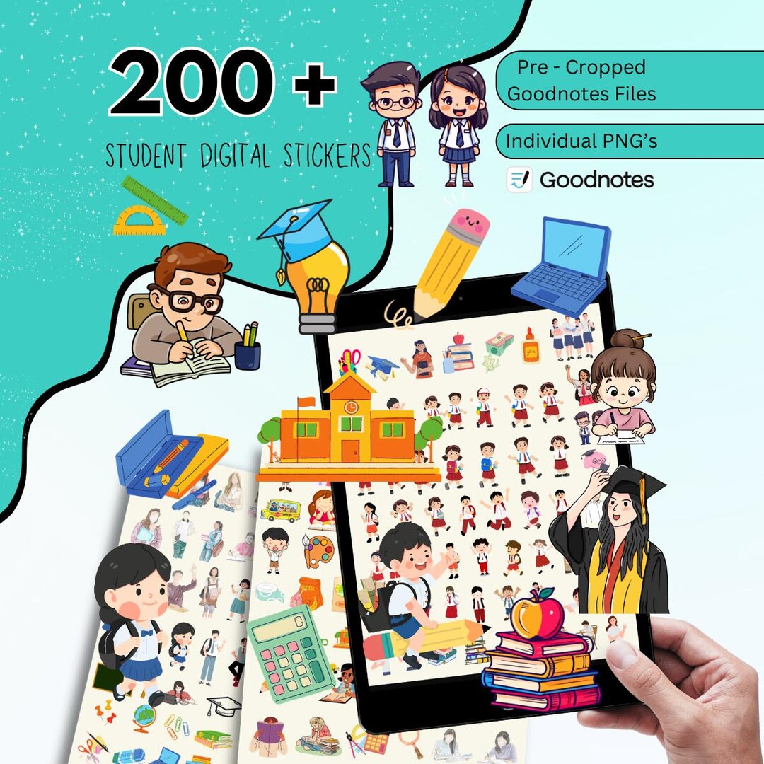 Student Sticker Download 215+ Student Digital Stickers Pack, Study Stickers, School Stickers ...