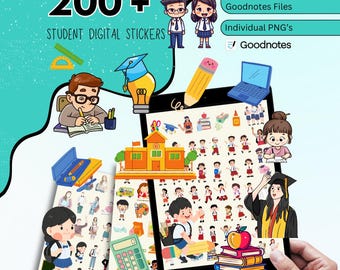 215+ Student Digital Stickers Pack, Study Stickers, School Stickers, Planner Stickers, Goodnotes Stickers, Studying Stickers,Student Sticker