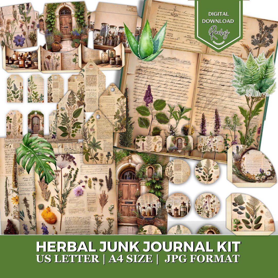 Herbal Junk Journal Kit, Victorian Apothecary Printable Pages ...