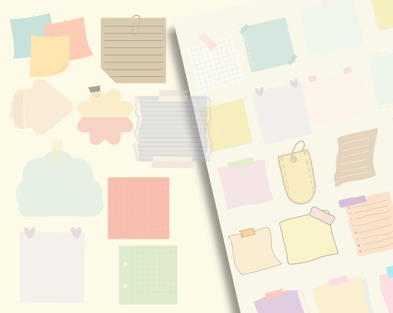 85 Transparent Sticky Notes Digital Stickers Pack, Time Blocking Color