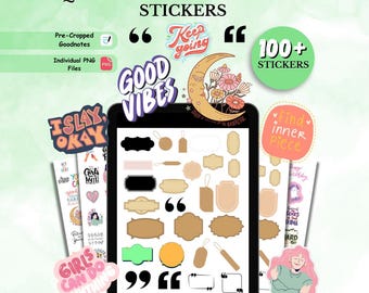 100 + Quotes &Label Digital Stickers, Inspirational Digital Stickers, Motivational Quotes Stickers, Aesthetic Good Notes Planner Sticker PNG