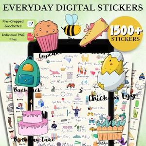 1500 + Everyday Digital Stickers for Goodnotes, Daily Life Stickers Pack, Digital Planner Stickers, Goodnotes Stickers, Daily Words Stickers