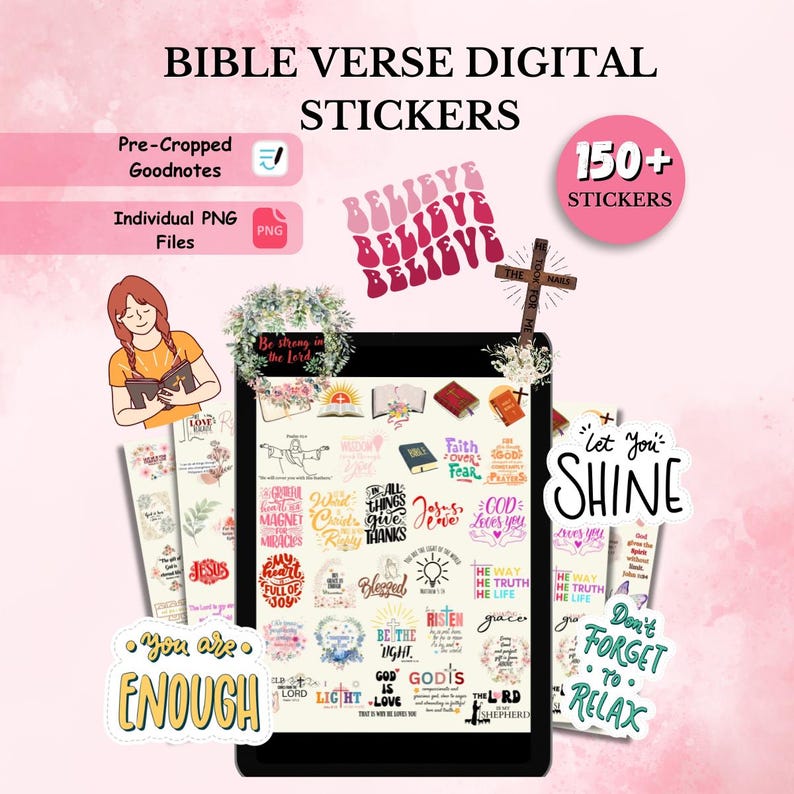 Additional Scriptures 150 + Bible Verse Digital Stickers Pack, Bible Study Digital Stickers ...