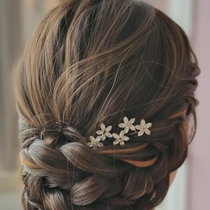 Rose Gold Swarovski Crystal Floral Hair Pins - sparkly bridal comb mini Wedding Hair Accessory