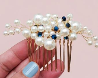 something blue haircomb wedding comb blue pearl hairpins for brides