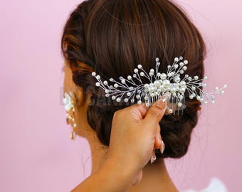 Pearl Bridal Hair Comb: Silver Wedding Hair Accessories