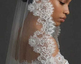 Cathedral Mantilla Veil: Chantilly Lace, Eyelash Edge, Spanish Style