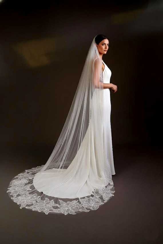 Elegant White Cathedral Bridal Veil Amazon.com: Wedding Bridal Veil Long Cathedral Chapel 1 Tier  main image 4