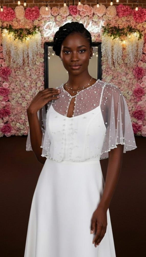 sheer wedding dress jacket Pearl Bridal Bolero Jacket, Sheer Wedding Cover Up