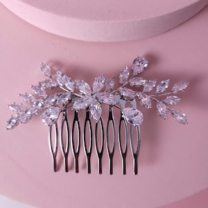 CZ Crystal Bridal Hair Comb: Silver Wedding Accessory