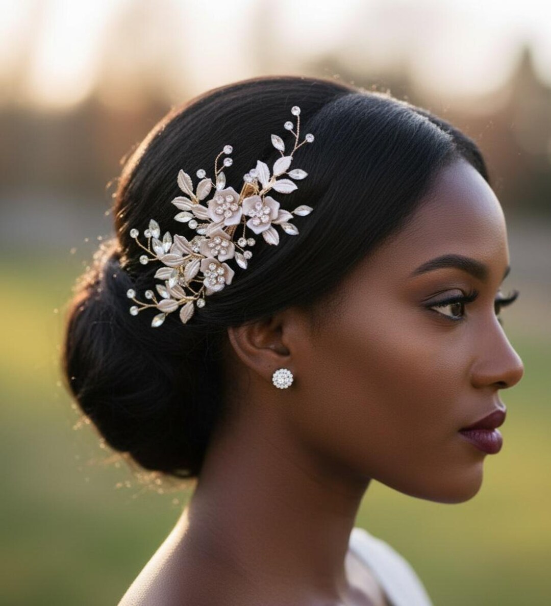 Bride Comb Pin Floral Bridal Hair Comb Bridal Hair Pin Gold Wedding Hair Accessory ...