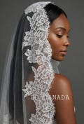 Spanish Mantilla Veil with Eyelash Lace Edge Scalloped Bridal Style for Cathedral Weddings product logo