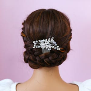 Bridal Pearl Hair Comb: Crystal Wedding Hair Accessory small hairpiece minimalist