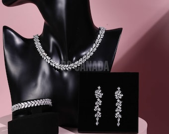 Set Di Gioielli Da Sposa Africano Collana Di Cristallo, Orecchini - Foto 7