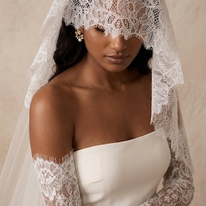 Detachable Lace Bridal Sleeves, Chantilly Lace Fingerless Wedding Gloves, Off Shoulder Bridal Sleeves, Ivory Wedding Dress Sleeves image 12