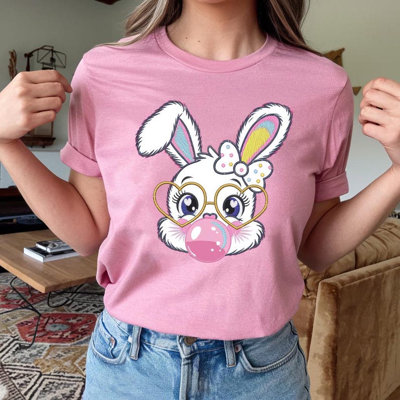 Blue Embroidered Bunny Bubble