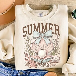 Summer Vibes PNG, Coquette noeud coquillage PNG, Summer Beach Vibes Png, Summer Coquette Png, Design tendance estival, vintage Girly Summer Png