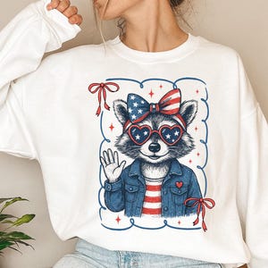 Raccoon 4th of July PNG, Retro America Png, 4th of July Png, Funny Raccoon png, Memorial Day PNG, Girly USA Png, Independence Day, Feral png