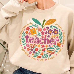 Teacher Png, Floral Teacher Sublimation Design, Wild Flowers Teacher Png, Teacher Appreciation Png, Teacher Shirt Sublimation, Teacher Gift