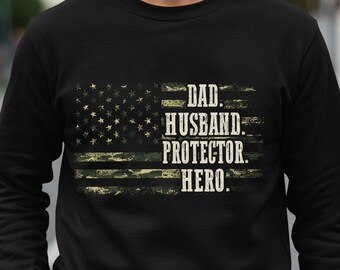 Dad Husband Protector Hero PNG, American Dad Png, Camo Flag Png, Father's Day PNG, Fatherhood Png, Dad Life Png, Dad Shirt Png, Gift For Dad