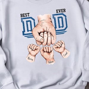 Personalized Best Dad Ever Png, Fist Bump Father&#39;s Day Shirt Design, Custom Name Hand Kid Png, Custom Dad Shirt Design, Gift For Dad Png