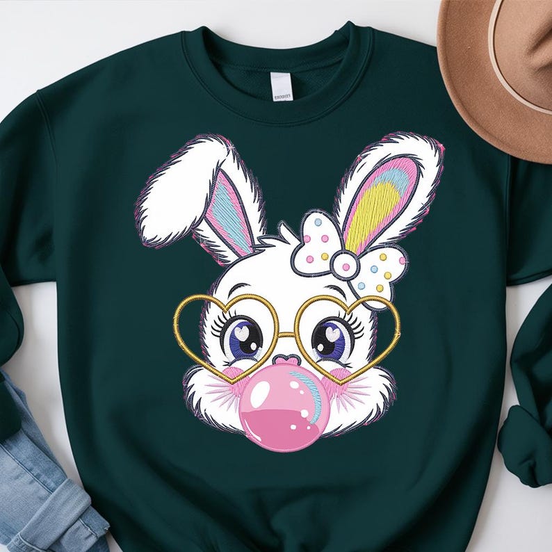Blue Embroidered Bunny Bubble main image 1