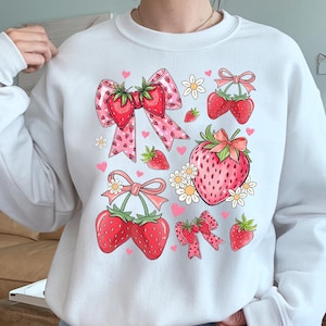 Retro Strawberry Coquette Bow PNG, Strawberry Festival Png, Summer Strawberry Png, Strawberries Png, Trendy Summer Vibes Png, Summer Png