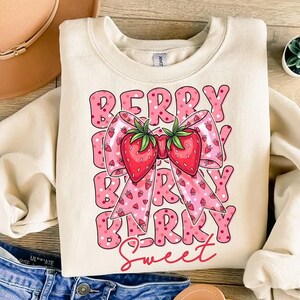 Berry Sweet Png, Preppy Strawberry Coquette Bow PNG, Strawberry Shirt Design, Summer Strawberry Png, Summer Fruit Png, Trendy Summer Png