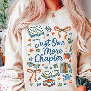 Just One More Chapter Png, Book Club Png, Gift For Librarian, Bookworm Png, Book Lovers, Bookish Png, Fall Reading Png, Books and Coffee Png