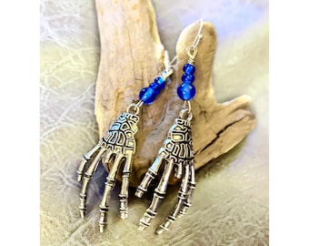 Jerry Garcia Skeleton Hand earrings on silver plated hooks