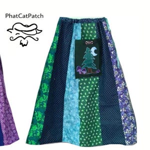 Hippie Patchwork Strip Skirt with pockets